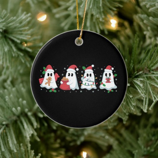 Kerstverlichting Schattige Ghost Xmas Boo Keramisch Ornament (Boom)