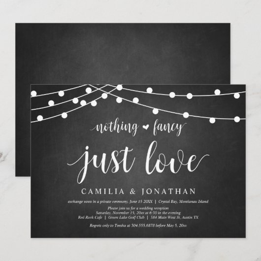 Kerstverlichting, Schoolbord, Trouwfeest Kaart (Voorkant / Achterkant)