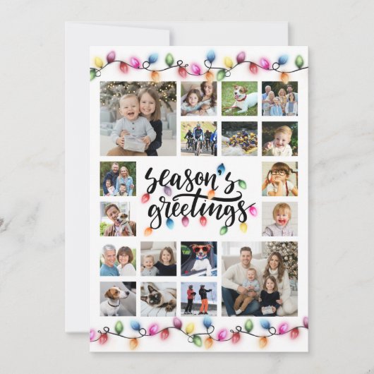 Kerstverlichting Seizoenen Groeten 18 foto's Feestdagenkaart (Voorkant)