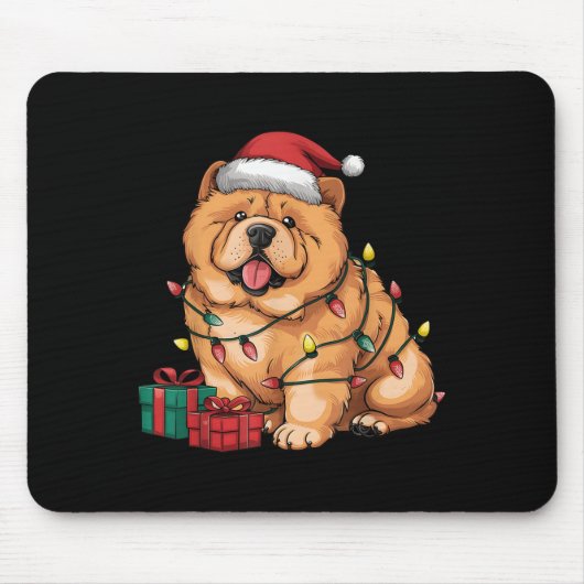 Kerstverlichting Sinterklaas Hoed Chow Chow Hond K Muismat (Voorkant)