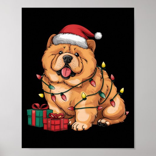 Kerstverlichting Sinterklaas Hoed Chow Chow Hond K Poster (Voorkant)