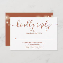 Kerstverlichting Terracotta Script Maaltijdkeuze RSVP Kaartje