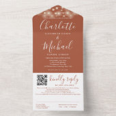 Kerstverlichting Terracotta Script QR Code Trouwen All In One Uitnodiging (Binnen)