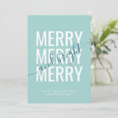 Kerstverlichting turquoise geruit vrolijk en helde feestdagenkaart (Staand voorkant)