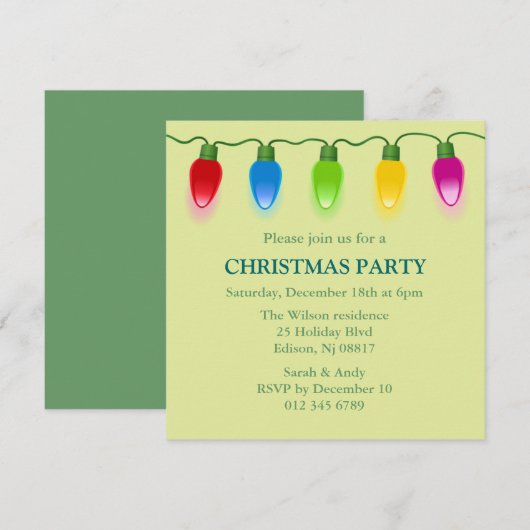 Kerstverlichting Uitnodiging voor feestdagen (Voorkant / Achterkant)