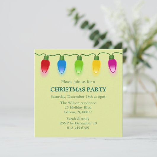 Kerstverlichting Uitnodiging voor feestdagen (Staand voorkant)