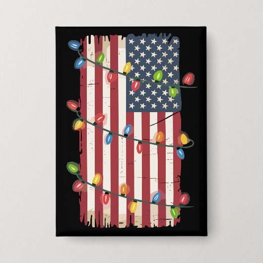 Kerstverlichting USA Vlag Patriottische Veteraan X Button (Voorkant)