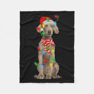 Kerstverlichting Vakantie Kerstman Weimaraner Hond Fleece Deken