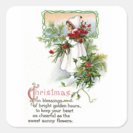kerstverlichting vierkante sticker