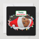 Kerstverlichting (voeg je eigen foto toe), vakanti feestdagenkaart (Voorkant)