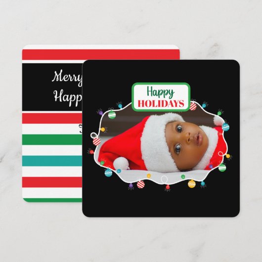 Kerstverlichting (voeg je eigen foto toe), vakanti feestdagenkaart (Voorkant / Achterkant)