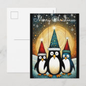 Kerstverlichting Volle Maan Kerstman Pinguïn Kerst Feestdagenkaart (Voorkant / Achterkant)