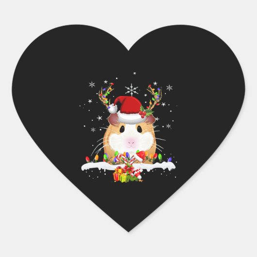 kerstverlichting voor cavia's hart sticker (Voorkant)
