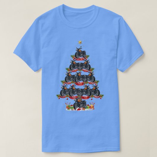 Kerstverlichting voor de kerstcyclus van de motorf t-shirt (Design voorkant)