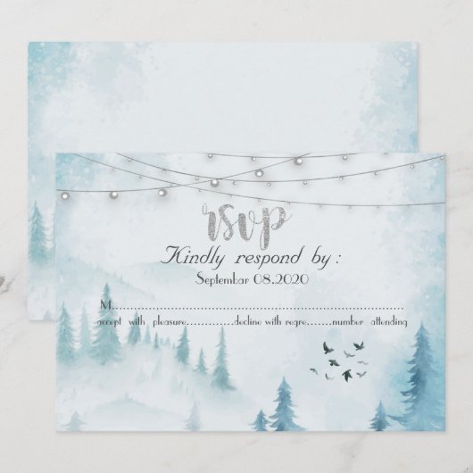 Kerstverlichting voor het bos, RSVP Kaart (Voorkant / Achterkant)