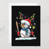 kerstverlichting voor honkbal Snowman Ball Feestdagenkaart (Voorkant / Achterkant)