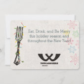 Kerstverlichting vork chef catering restaurant feestdagenkaart (Achterkant)