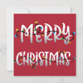 Kerstverlichting Vrolijk Kerstvierkant Fotokaart Feestdagenkaart (Voorkant)