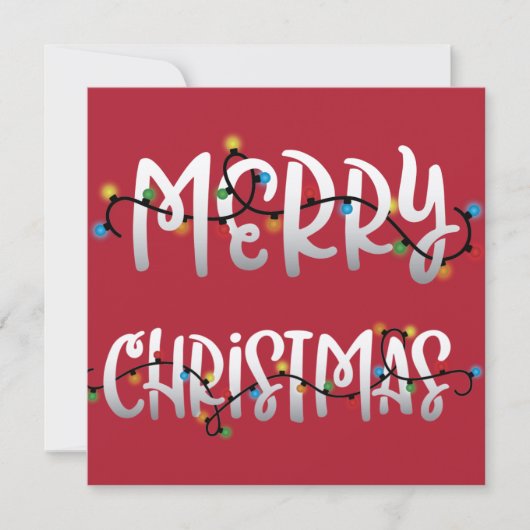 Kerstverlichting Vrolijk Kerstvierkant Fotokaart Feestdagenkaart (Voorkant)