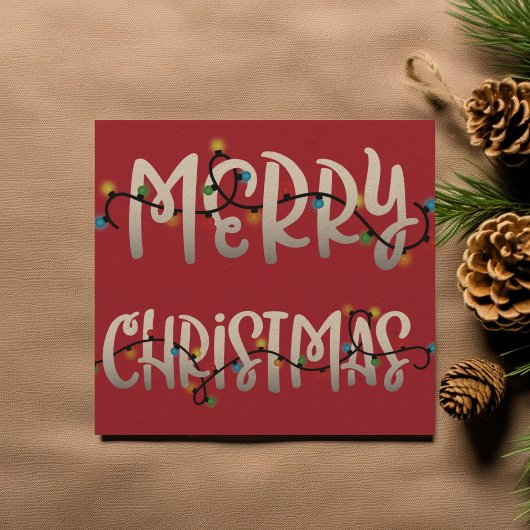 Kerstverlichting Vrolijk Kerstvierkant Fotokaart Feestdagenkaart