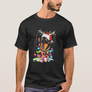 Kerstverlichting Xmas Teckel Hondenliefhebber Sant T-shirt