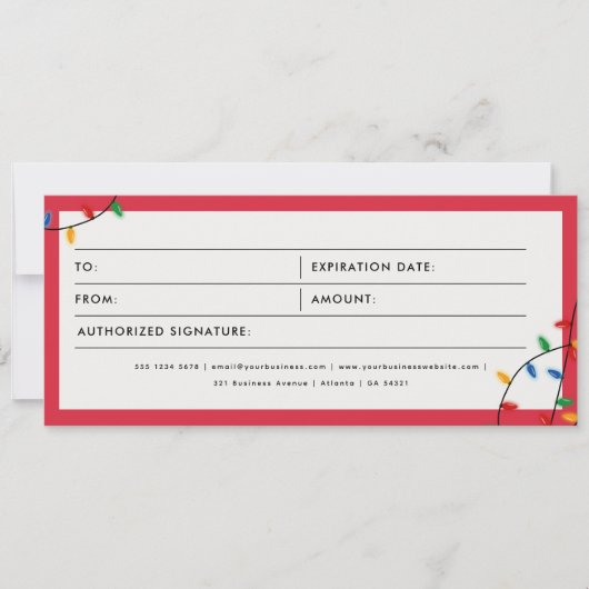 Kerstverlichting Zakelijke cadeaubon (Voorkant)