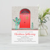 Kerstverlichting Zuidwestelijke Cactus Rode Deuren Kaart (Staand voorkant)