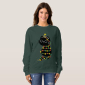 Kerstverlichting Zwarte Kat  Trui (Voorkant volledig)