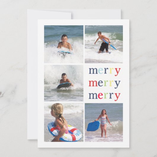 Kerstverlichtings dubbelzijdige multi-fotokaart feestdagenkaart (Voorkant)