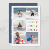 Kerstverlichtings dubbelzijdige multi-fotokaart feestdagenkaart (Voorkant / Achterkant)