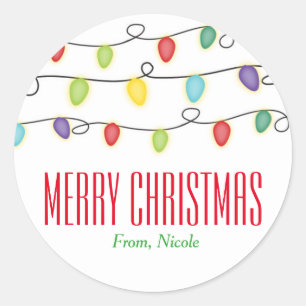 Kerstverlichtings Fun Kerstfeest Feest Favor Stick Ronde Sticker