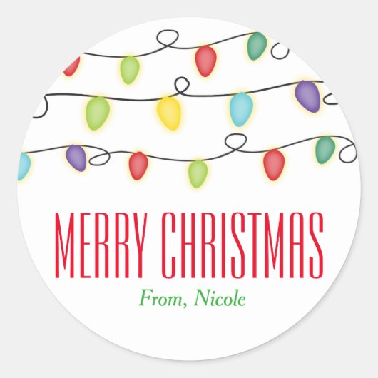Kerstverlichtings Fun Kerstfeest Feest Favor Stick Ronde Sticker (Voorkant)