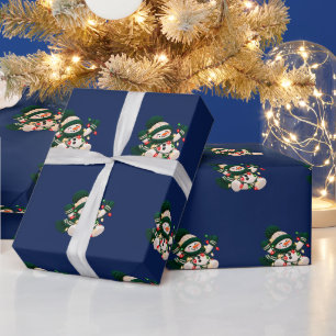Kerstverlichtings-sneeuwmannen-cadeauverpakkings p cadeaupapier