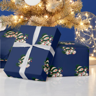 Kerstverlichtings-sneeuwmannen-cadeauverpakkings p cadeaupapier