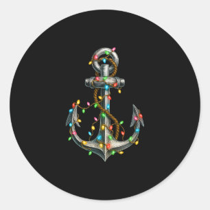Kerstverlichtings Vaarboot Zeilboot Cruise Boot Ronde Sticker