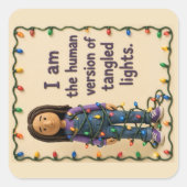 Kerstverlichtingsansichtkaart Vierkante Sticker (Voorkant)
