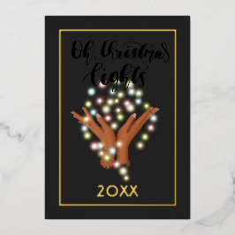 Kerstverlichtingsfamilie Fotocollage Folie Feestdagenkaart