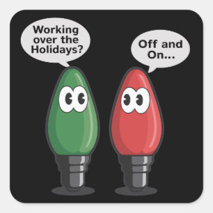 Kerstverlichtingsgrap Lichtlamp Werkend Uit Aan   Vierkante Sticker