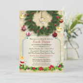 kerstVerloving Ring Wreated Vrijgezellenfeest Kaart (Staand voorkant)