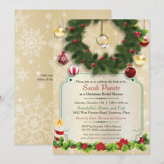 kerstVerloving Ring Wreated Vrijgezellenfeest Kaart (Voorkant / Achterkant)