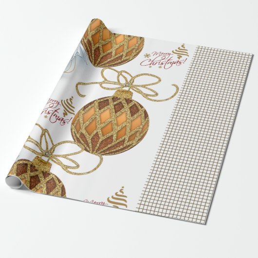 Kerstverpakken Gold Balls Cadeaupapier (Uitgerold)