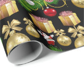 Kerstverpakken Gold Balls Cadeaupapier (Rol Hoek)