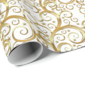 Kerstverpakken papier-Majesteit Gold Swirls Cadeaupapier (Rol Hoek)