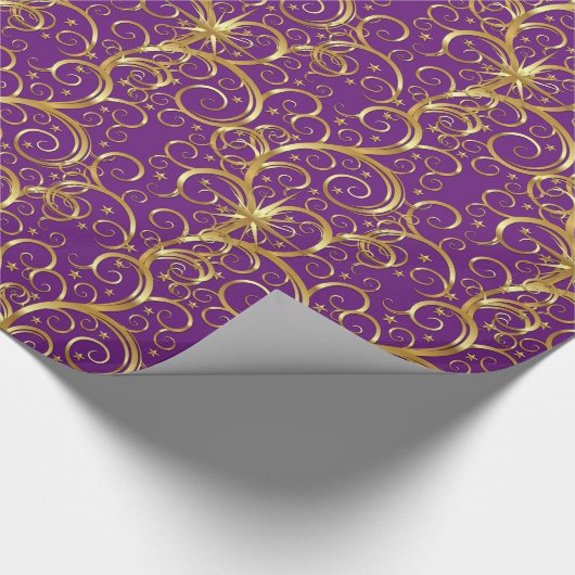 Kerstverpakken papier-Majesteit Golden Swirls Cadeaupapier (Hoek)