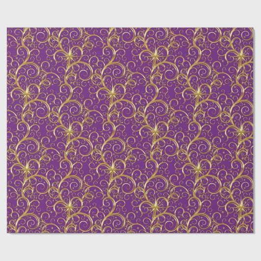 Kerstverpakken papier-Majesteit Golden Swirls Cadeaupapier (Vlak)