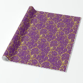 Kerstverpakken papier-Majesteit Golden Swirls Cadeaupapier (Uitgerold)