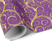 Kerstverpakken papier-Majesteit Golden Swirls Cadeaupapier (Rol Hoek)