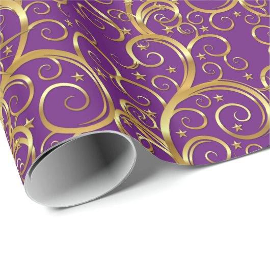 Kerstverpakken papier-Majesteit Golden Swirls Cadeaupapier (Rol Hoek)