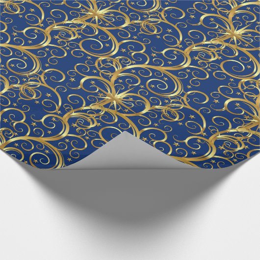 Kerstverpakken papier-Majesteit Golden Swirls Cadeaupapier (Hoek)