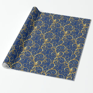 Kerstverpakken papier-Majesteit Golden Swirls Cadeaupapier